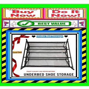 📢 Under Bed ➕🆒 SHOE STORAGE Metal SHOE ORGANIZER Space Save RACK 💸BUY NOW‼️🟢